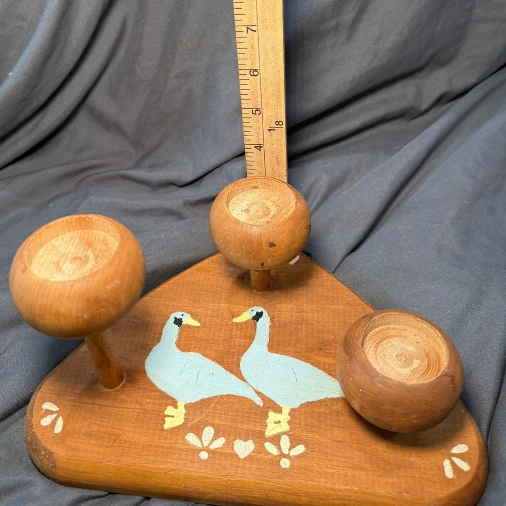 Vintage‎ Wooden Duck Wall Hooks Rack Folk Art Farmhouse Cottage Decor